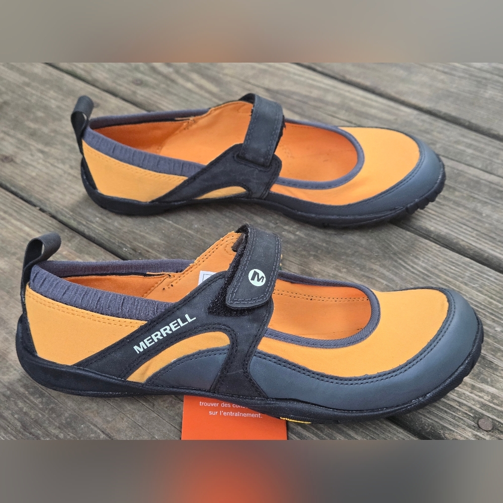 Size 7 Womens Merrell Pure glove Orange Gray & Black Trail Sandals. Vibram Soles